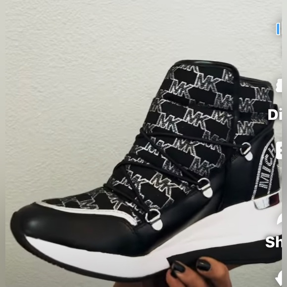 MICHAEL KORS LULA LOGO SLIP ON EMBELLISHED BLACK AND SILVER BOOTIES - Picture 3 of 7